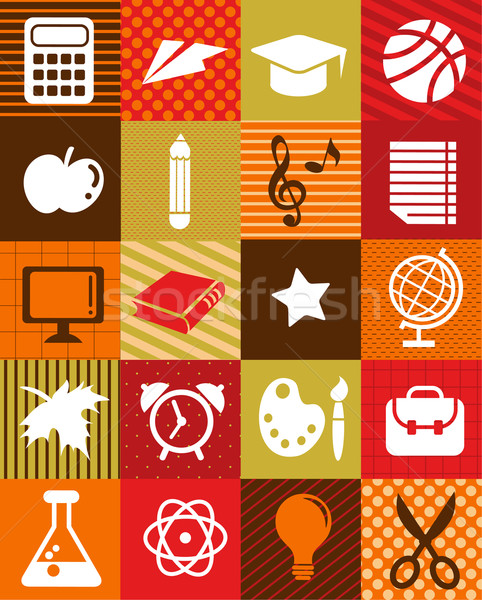 Stock photo: back to school - background with education icons