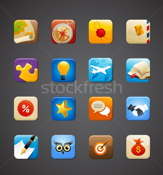 Gyűjtemény appok ikonok okostelefon alkalmazás vektor Stock fotó © marish
