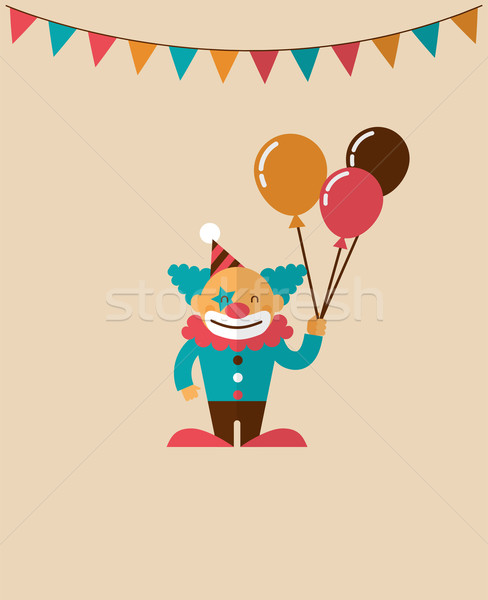 vintage poster with clown, carnival, fun fair, circus vector background  Stock photo © marish