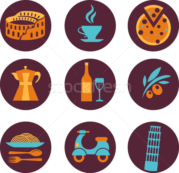 Set Italia vector icoane colectie restaurant Imagine de stoc © marish