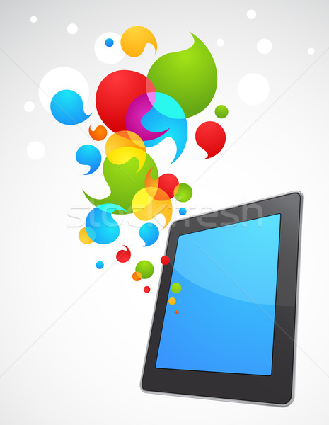 Colorful vector smart phone with speech bubbles Stock photo © marish