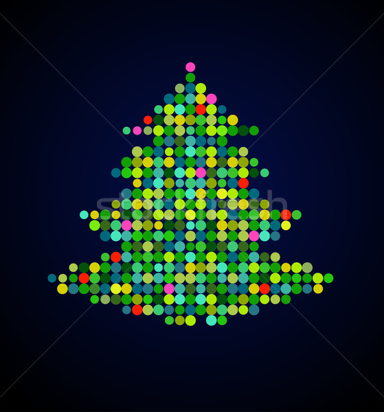 Xmas Background With Pixel Christmas Tree Vector Illustration C Marish 1255779 Stockfresh