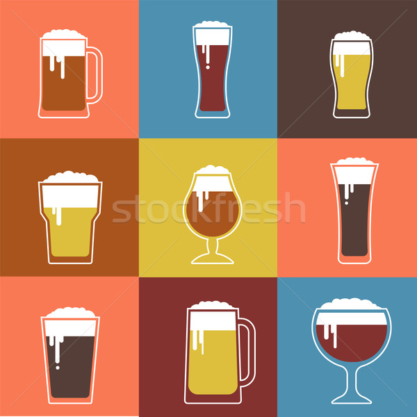Collection of flat vector Beer glasses  Stock photo © marish