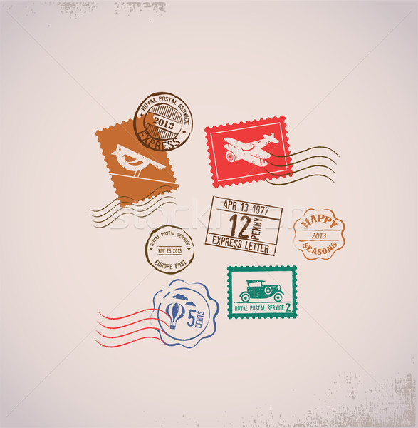Vintage vector background with rubber stamps Stock photo © marish