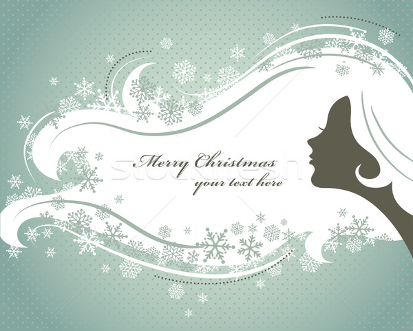 Christmas background with woman silhouette Stock photo © marish