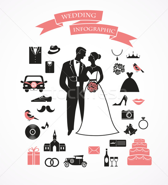 Bruiloft vector ingesteld grafische communie vintage Stockfoto © marish