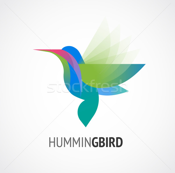 Stock photo: Tropical bird - humming vector icon