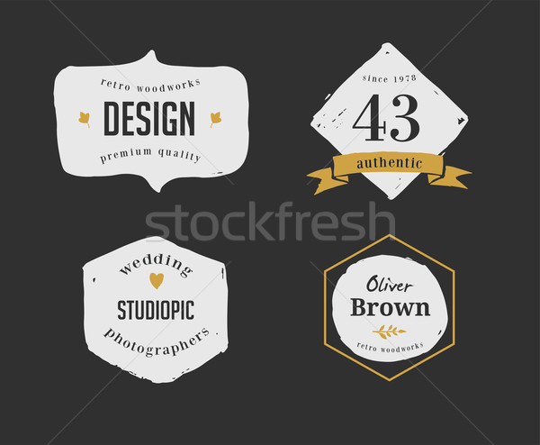 hand drawn, inked hipster vintage retro labels and logo Stock photo © marish