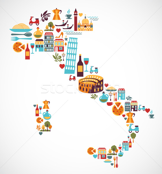 Italy map with vector icons Stock photo © marish