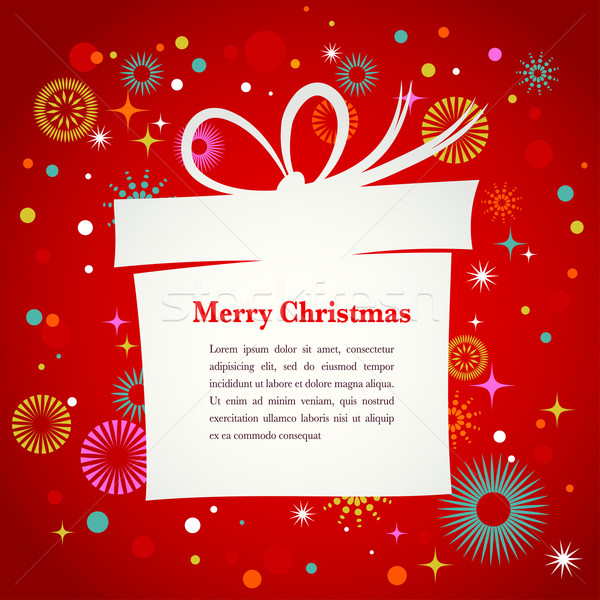 Christmas background with gift box and cute icons Stock photo © marish
