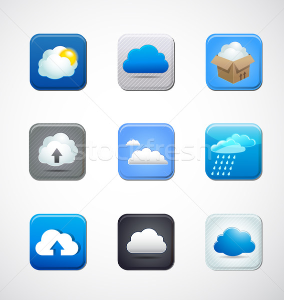 Chmura app ikona transfer plików Zdjęcia stock © marish