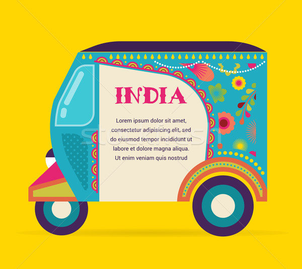 India - background with patterned rickshaw Stock photo © marish