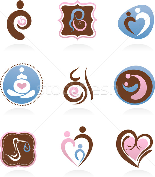Collectie moederschap iconen communie vector hand Stockfoto © marish