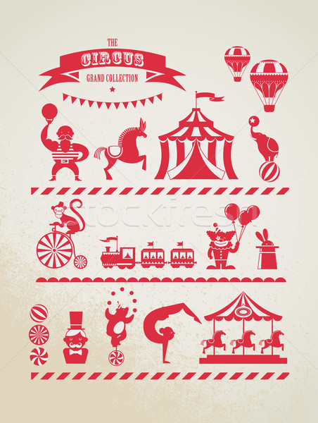 Jahrgang riesige Zirkus Sammlung Karneval Spaß Stock foto © marish