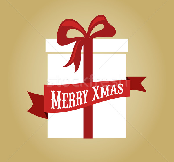 Crăciun cutie cadou panglică arc craciun vector Imagine de stoc © marish