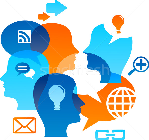 Social network backgound with media icons Stock photo © marish