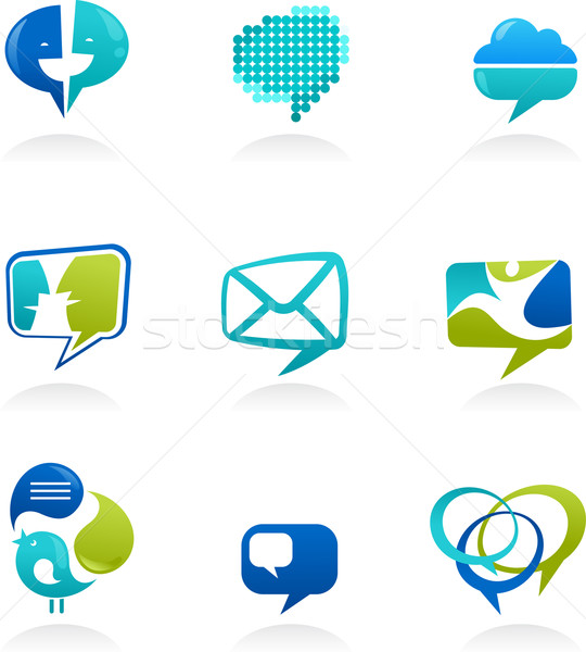 Stock photo: Collection of social media and speech bubbles icons