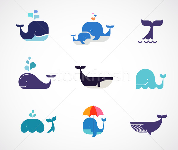 коллекция вектора кит иконки воды Сток-фото © marish
