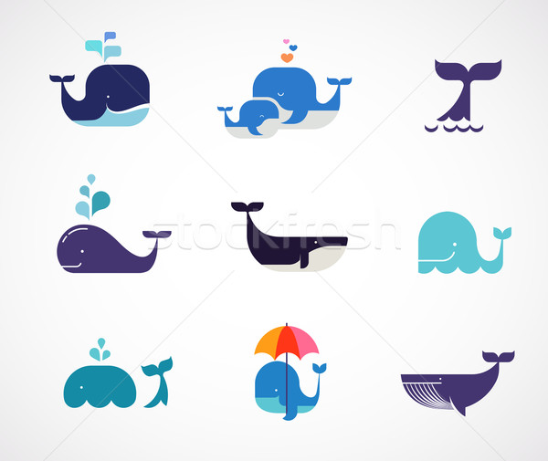 Collection of vector whale icons Stock photo © marish