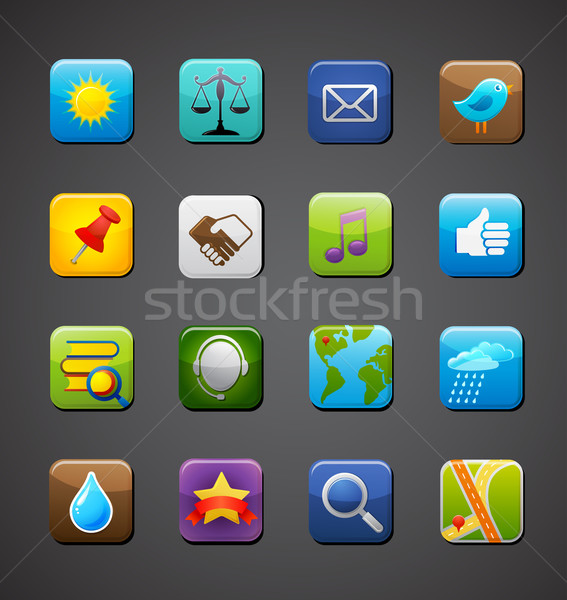 Gyűjtemény appok ikonok okostelefon alkalmazás vektor Stock fotó © marish