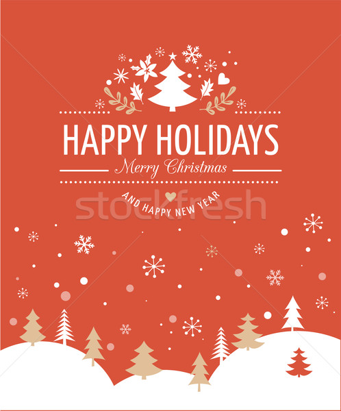 Red Christmas Background With Typography, Lettering Stock photo © marish