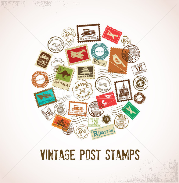 Vintage vector background with rubber stamps Stock photo © marish