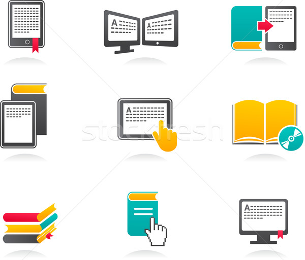 collection of E-book, audiobook and literature icons Stock photo © marish