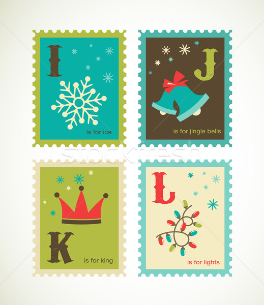 Weihnachten Retro Alphabet cute Symbole Stock foto © marish