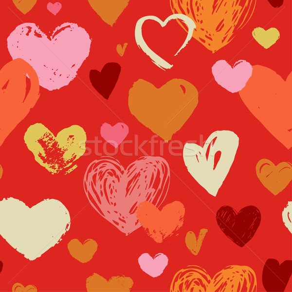 [[stock_photo]]: Rouge · dessinés · à · la · main · doodle · modèle · coeurs