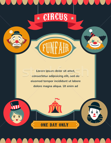 vintage circus poster, background with carnival, fun fair, and vector icons  Stock photo © marish