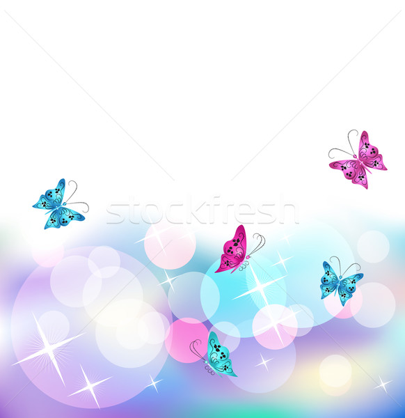 Stock photo: Glowing vector background with butterfly