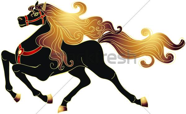 Konia złota czarny złoty projektu sztuki Zdjęcia stock © Marisha