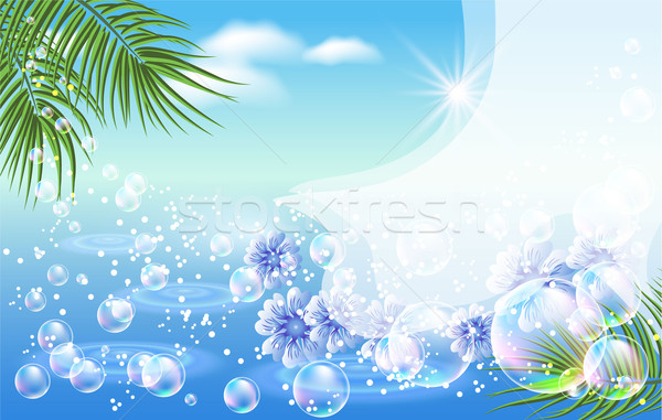 Seascape  with  palm  branches Stock photo © Marisha
