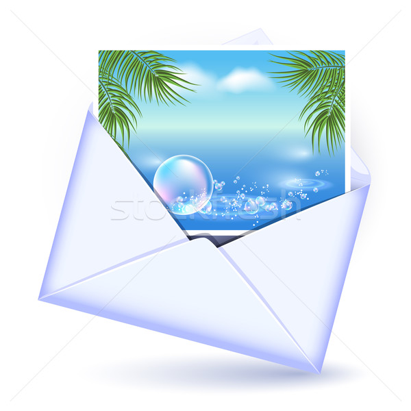 Envelope and card with image palm   Stock photo © Marisha