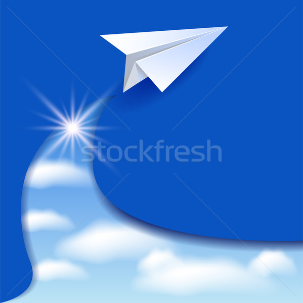 Paper airplane and clouds sky Stock photo © Marisha