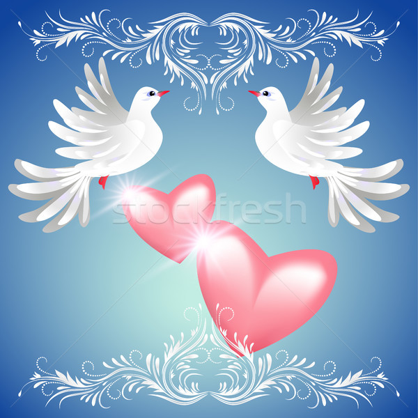 Two dove and two hearts Stock photo © Marisha