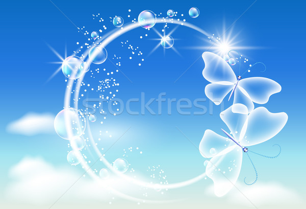 Foto stock: Cielo · burbujas · mariposas · símbolo · ecología · limpio