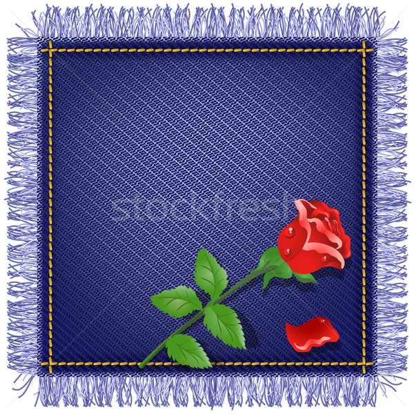 Napkin from jeans fabric and red rose Stock photo © Marisha