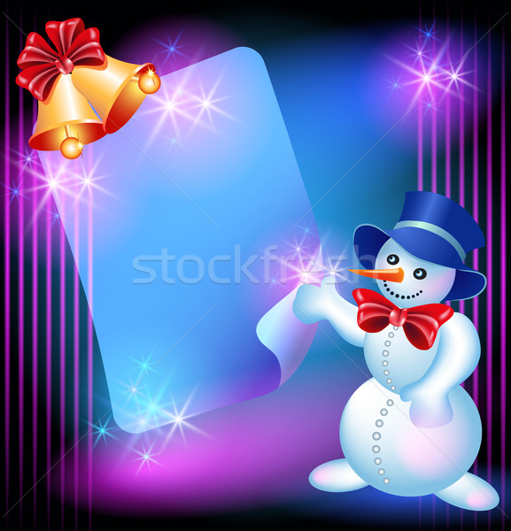 Snowman, chiming bells and signboard Stock photo © Marisha
