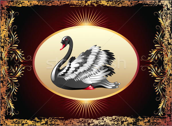 Foto d'archivio: Elegante · nero · Swan · ornamento · design