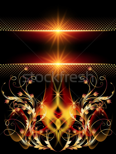 Golden Ornament glühend Sterne Himmel Design Stock foto © Marisha