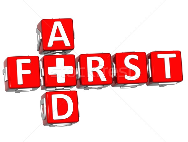 3D First Aid Crossword Block Button text Stock photo © Mariusz_Prusaczyk