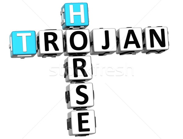 Foto stock: 3D · trojan · caballo · virus · crucigrama · texto