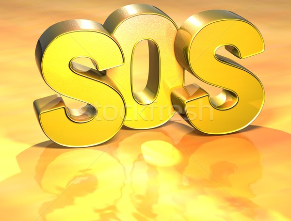 3D Word SOS on gold background Stock photo © Mariusz_Prusaczyk