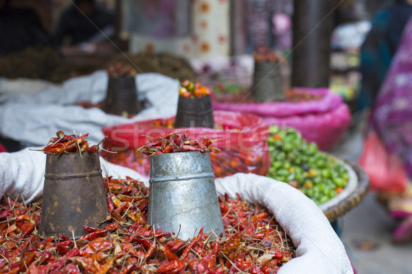 The street vendor sels his fruits and vegetables in Thamel in Ka Stock photo © Mariusz_Prusaczyk