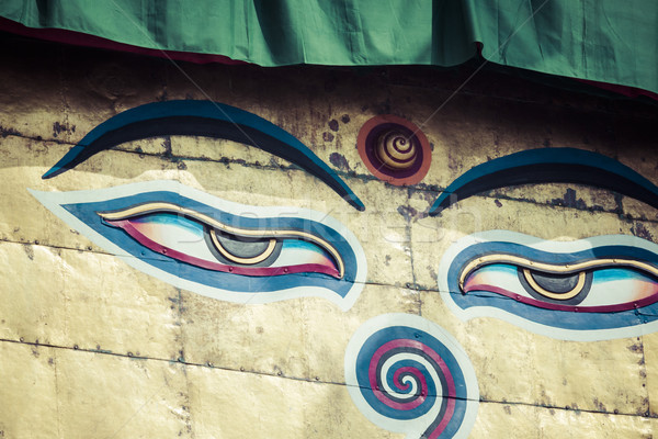 Stupa in Swayambhunath Monkey temple in Kathmandu, Nepal. Stock photo © Mariusz_Prusaczyk