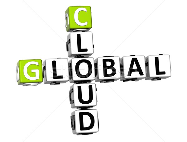 Foto stock: 3D · global · nuvem · trabalho · palavras · cruzadas · cubo