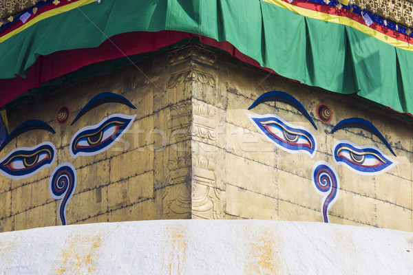 Mono templo Nepal edificio puesta de sol oro Foto stock © Mariusz_Prusaczyk