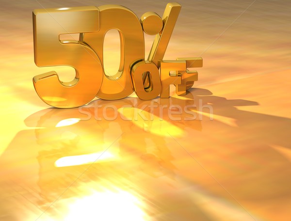 3D 50 Percent Gold Text Stock photo © Mariusz_Prusaczyk