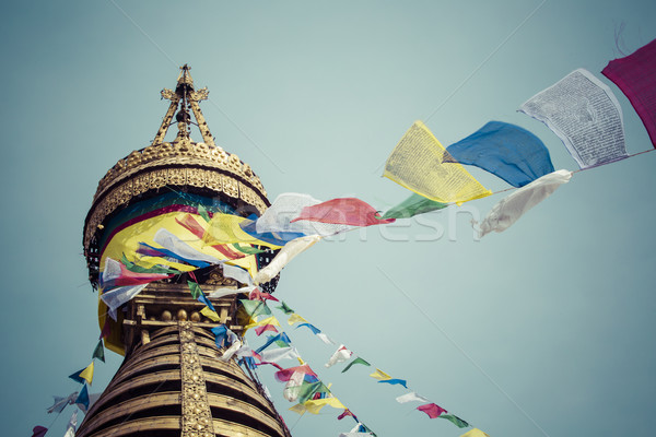 Mono templo Nepal edificio puesta de sol oro Foto stock © Mariusz_Prusaczyk